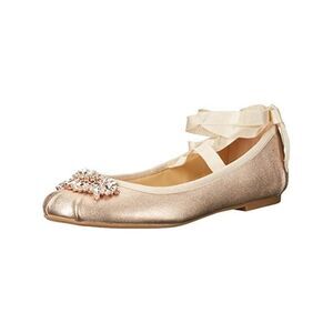 BADGLEY MISCHKA Womens Beige Karter Toe Block Heel Leather Ballet Flats 6.5